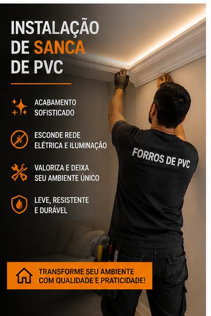Instalação de sanca de PVC com iluminação